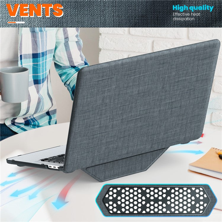 For MacBook Pro 13 inch (2022) / (2020) / (2018) A2338 M1 / M2 A2289 A2251 A2159 A1989 A1706 A1708 Laptop Case Anti-Slip PC+Cloth Flip Cover - Grey