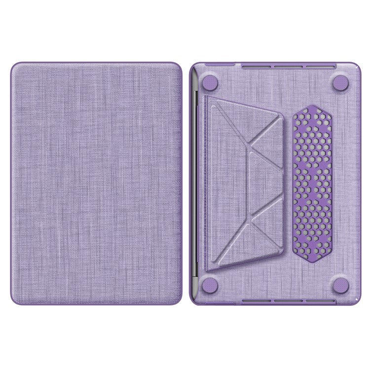 For MacBook Pro 13 inch (2022) / (2020) / (2018) A2338 M1 / M2 A2289 A2251 A2159 A1989 A1706 A1708 Laptop Case Anti-Slip PC+Cloth Flip Cover - Purple
