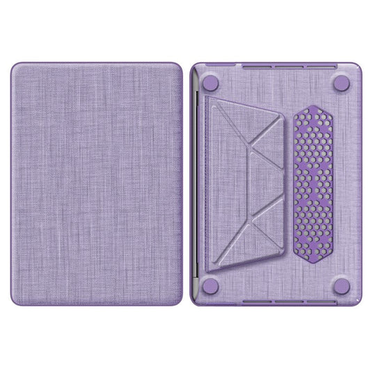 For MacBook Pro 13 inch (2022) / (2020) / (2018) A2338 M1 / M2 A2289 A2251 A2159 A1989 A1706 A1708 Laptop Case Anti-Slip PC+Cloth Flip Cover - Purple