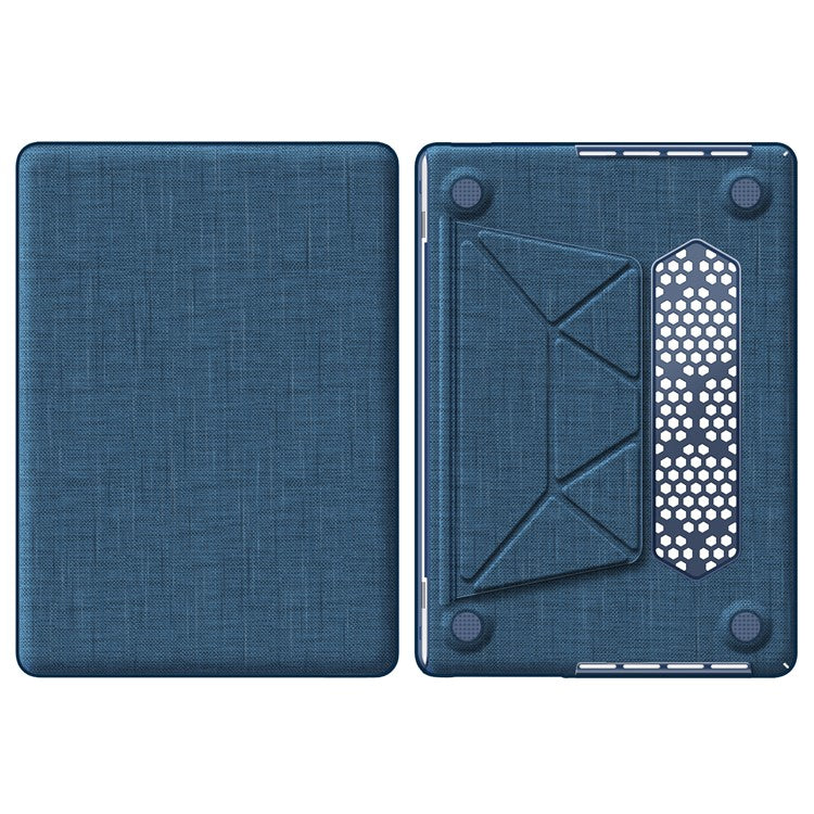 For MacBook Pro 14 inch (2023) (2021) A2442 M1 Pro / M1 Max / A2779 / M3 A2918 A2992 Laptop Case Anti-Slip PC+Cloth Flip Cover - Navy Blue