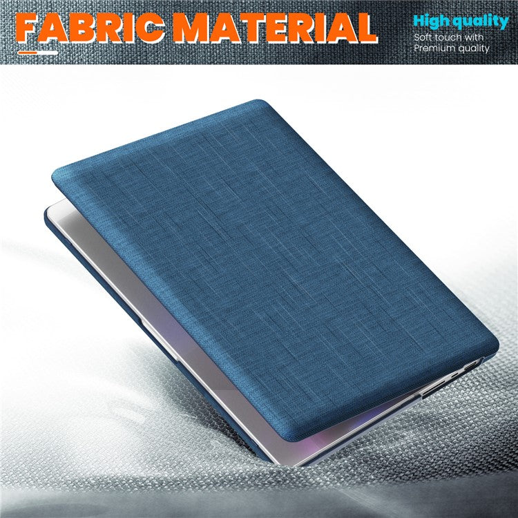 For MacBook Pro 14 inch (2023) (2021) A2442 M1 Pro / M1 Max / A2779 / M3 A2918 A2992 Laptop Case Anti-Slip PC+Cloth Flip Cover - Navy Blue