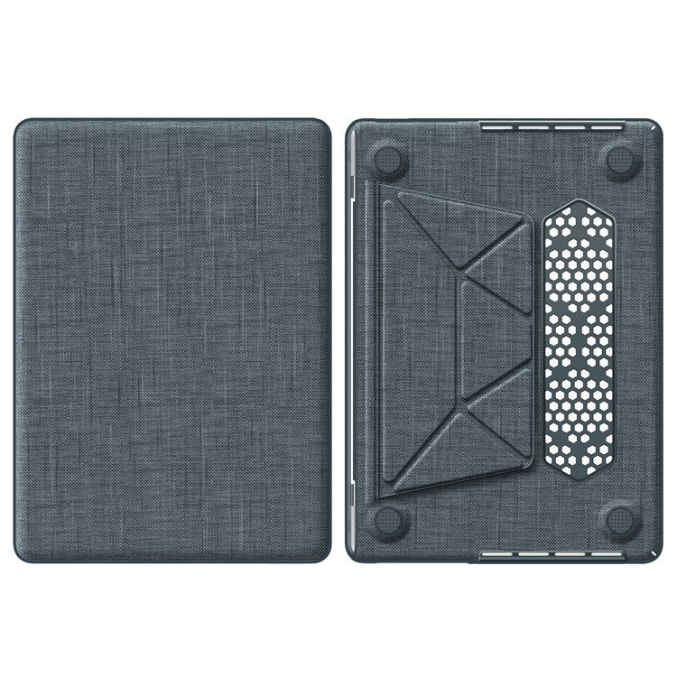 For MacBook Pro 14 inch (2023) (2021) A2442 M1 Pro / M1 Max / A2779 / M3 A2918 A2992 Laptop Case Anti-Slip PC+Cloth Flip Cover - Grey
