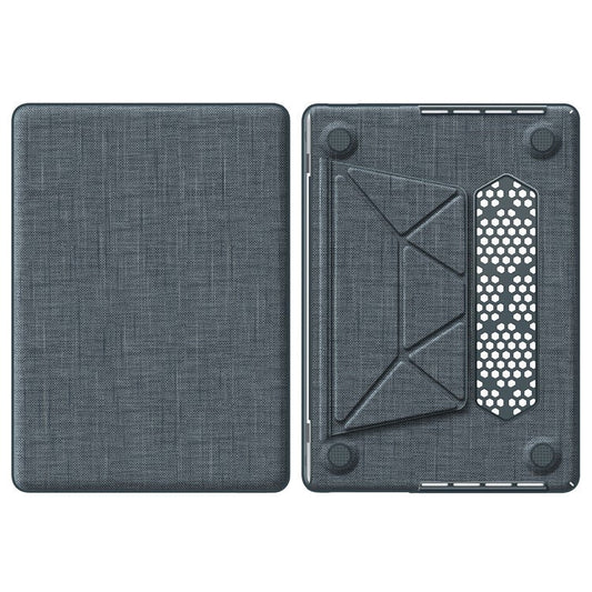 For MacBook Pro 14 inch (2023) (2021) A2442 M1 Pro / M1 Max / A2779 / M3 A2918 A2992 Laptop Case Anti-Slip PC+Cloth Flip Cover - Grey