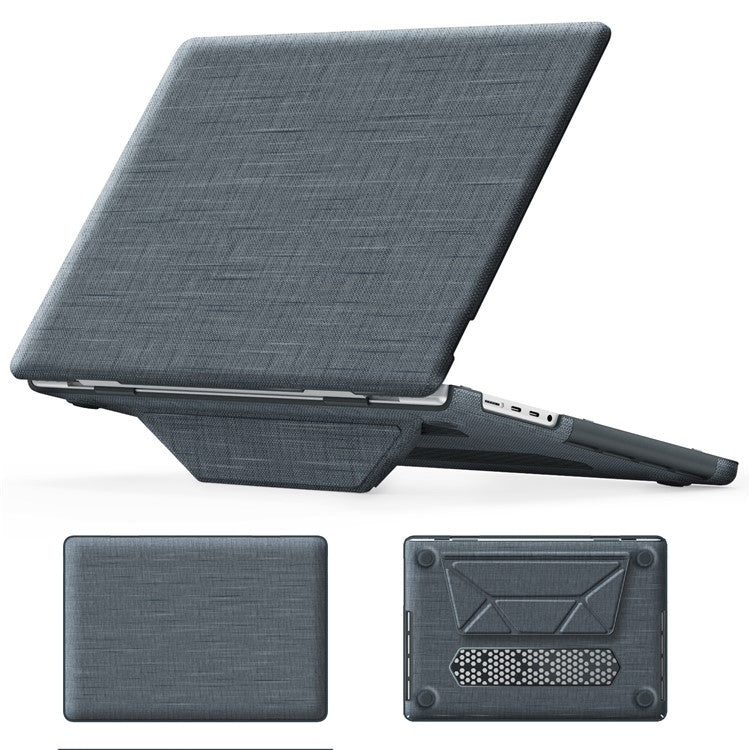 For MacBook Pro 14 inch (2023) (2021) A2442 M1 Pro / M1 Max / A2779 / M3 A2918 A2992 Laptop Case Anti-Slip PC+Cloth Flip Cover - Grey