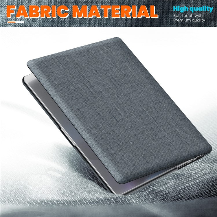 For MacBook Pro 14 inch (2023) (2021) A2442 M1 Pro / M1 Max / A2779 / M3 A2918 A2992 Laptop Case Anti-Slip PC+Cloth Flip Cover - Grey