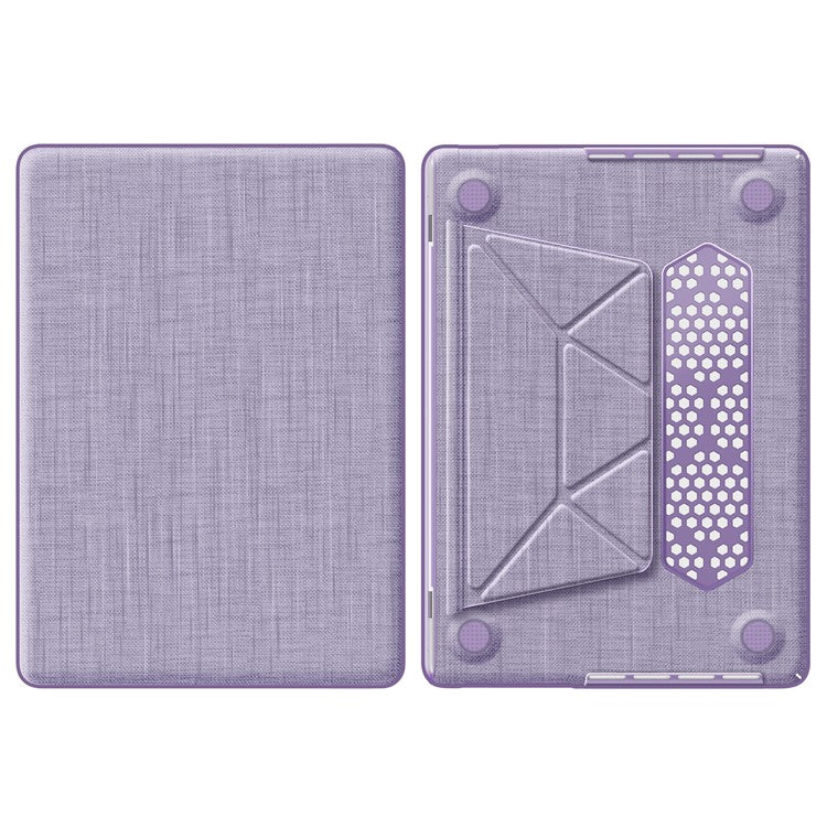 For MacBook Pro 14 inch (2023) (2021) A2442 M1 Pro / M1 Max / A2779 / M3 A2918 A2992 Laptop Case Anti-Slip PC+Cloth Flip Cover - Purple