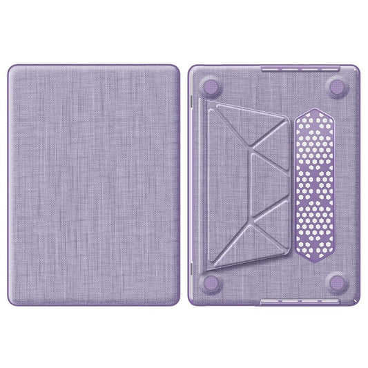 For MacBook Pro 14 inch (2023) (2021) A2442 M1 Pro / M1 Max / A2779 / M3 A2918 A2992 Laptop Case Anti-Slip PC+Cloth Flip Cover - Purple