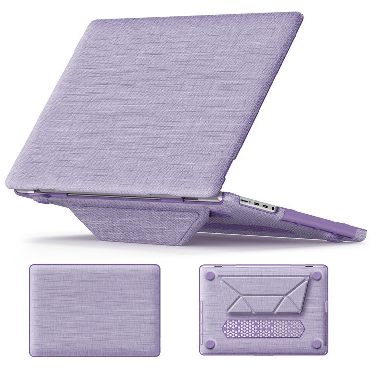 For MacBook Pro 14 inch (2023) (2021) A2442 M1 Pro / M1 Max / A2779 / M3 A2918 A2992 Laptop Case Anti-Slip PC+Cloth Flip Cover - Purple