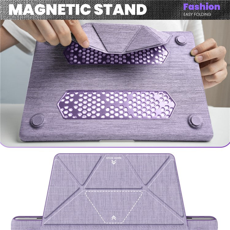 For MacBook Air 13 inch (2025) / (2024) M3 A3113 / (2022) M2 A2681 Laptop Case Anti-Slip PC+Cloth Flip Cover - Purple