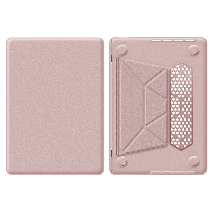 For MacBook Pro 14 inch (2023) / (2021) A2442 M1 Pro / M1 Max / A2779 / M3 A2918 A2992 Laptop Case Anti-Slip PC+PU Leather Flip Cover - Pink