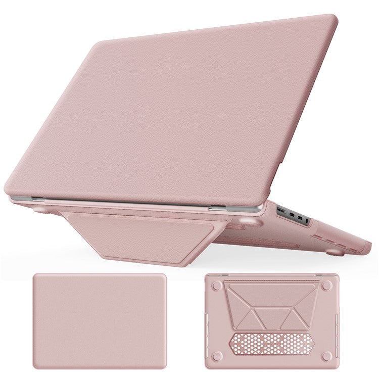 For MacBook Pro 14 inch (2023) / (2021) A2442 M1 Pro / M1 Max / A2779 / M3 A2918 A2992 Laptop Case Anti-Slip PC+PU Leather Flip Cover - Pink