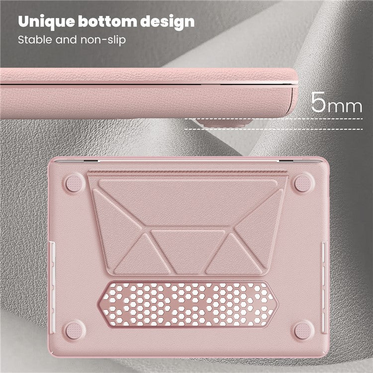 For MacBook Pro 14 inch (2023) / (2021) A2442 M1 Pro / M1 Max / A2779 / M3 A2918 A2992 Laptop Case Anti-Slip PC+PU Leather Flip Cover - Pink