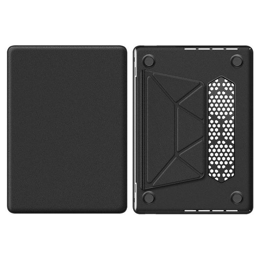 For MacBook Pro 14 inch (2023) / (2021) A2442 M1 Pro / M1 Max / A2779 / M3 A2918 A2992 Laptop Case Anti-Slip PC+PU Leather Flip Cover - Black