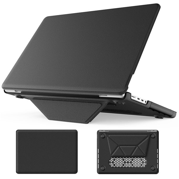 For MacBook Pro 14 inch (2023) / (2021) A2442 M1 Pro / M1 Max / A2779 / M3 A2918 A2992 Laptop Case Anti-Slip PC+PU Leather Flip Cover - Black