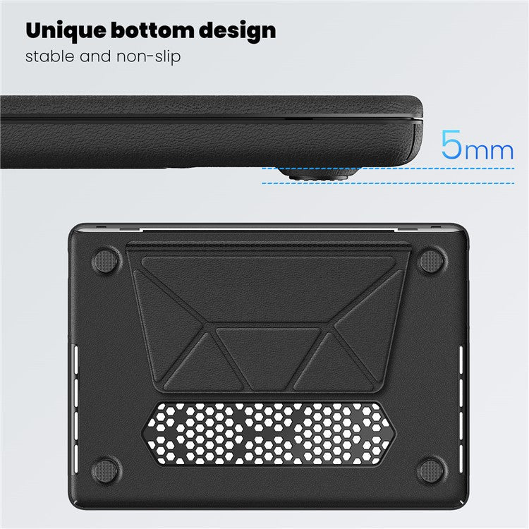 For MacBook Pro 14 inch (2023) / (2021) A2442 M1 Pro / M1 Max / A2779 / M3 A2918 A2992 Laptop Case Anti-Slip PC+PU Leather Flip Cover - Black