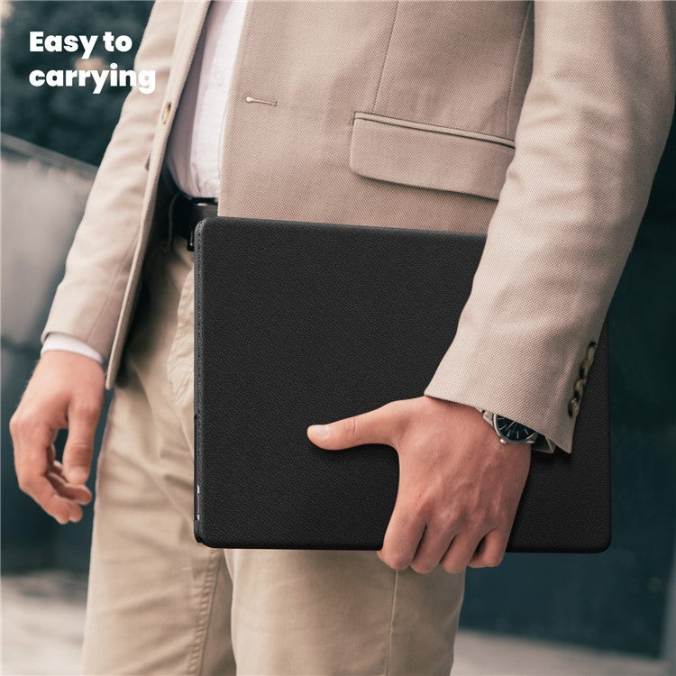 For MacBook Pro 14 inch (2023) / (2021) A2442 M1 Pro / M1 Max / A2779 / M3 A2918 A2992 Laptop Case Anti-Slip PC+PU Leather Flip Cover - Black