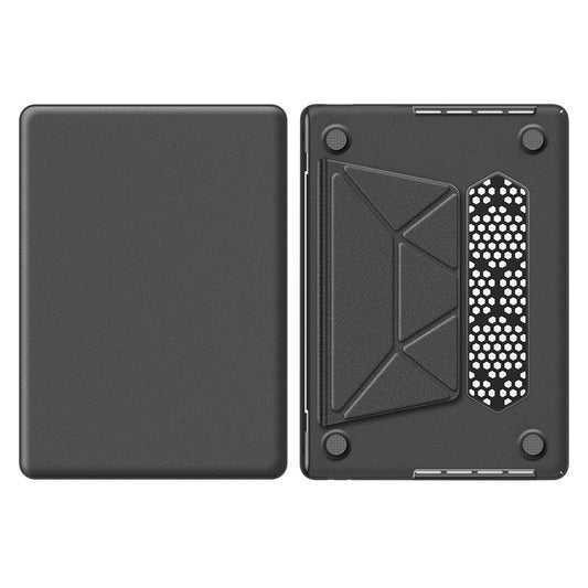 For MacBook Pro 14 inch (2023) / (2021) A2442 M1 Pro / M1 Max / A2779 / M3 A2918 A2992 Laptop Case Anti-Slip PC+PU Leather Flip Cover - Grey