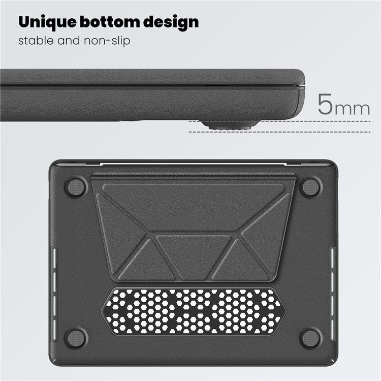 For MacBook Pro 14 inch (2023) / (2021) A2442 M1 Pro / M1 Max / A2779 / M3 A2918 A2992 Laptop Case Anti-Slip PC+PU Leather Flip Cover - Grey