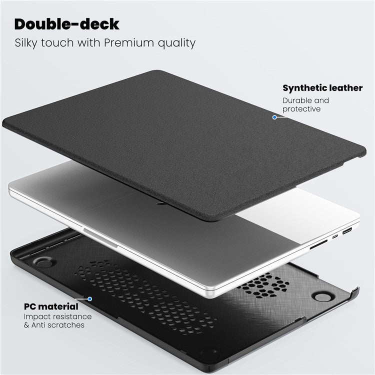 For MacBook Pro 14 inch (2023) / (2021) A2442 M1 Pro / M1 Max / A2779 / M3 A2918 A2992 Laptop Case Anti-Slip PC+PU Leather Flip Cover - Grey