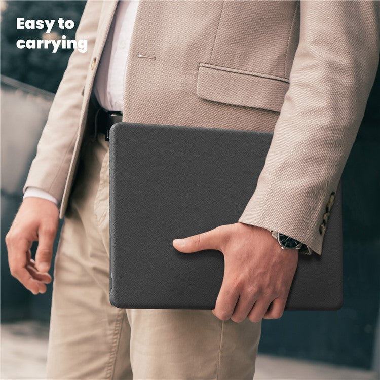 For MacBook Pro 14 inch (2023) / (2021) A2442 M1 Pro / M1 Max / A2779 / M3 A2918 A2992 Laptop Case Anti-Slip PC+PU Leather Flip Cover - Grey