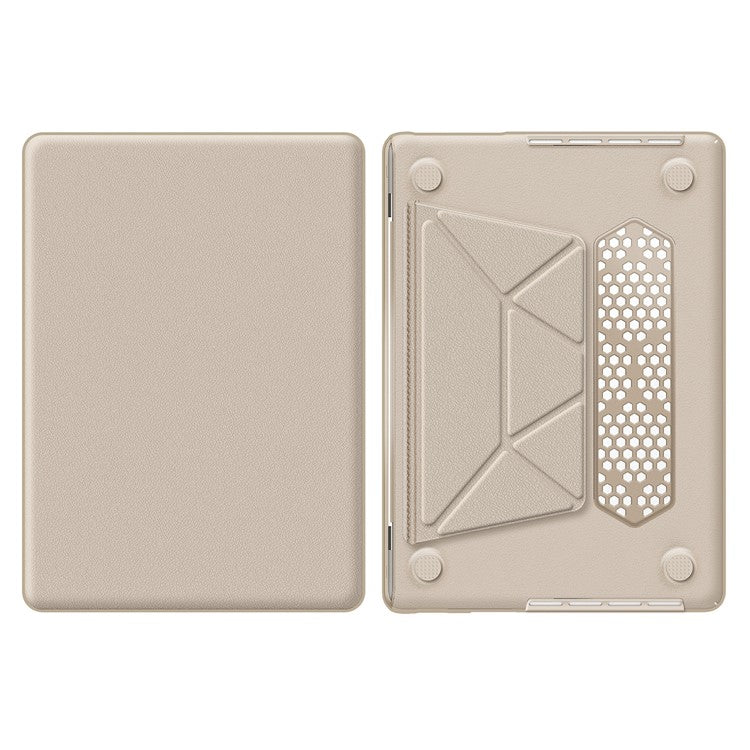For MacBook Pro 14 inch (2023) / (2021) A2442 M1 Pro / M1 Max / A2779 / M3 A2918 A2992 Laptop Case Anti-Slip PC+PU Leather Flip Cover - Gold