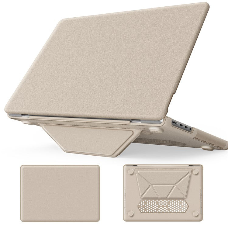 For MacBook Pro 14 inch (2023) / (2021) A2442 M1 Pro / M1 Max / A2779 / M3 A2918 A2992 Laptop Case Anti-Slip PC+PU Leather Flip Cover - Gold