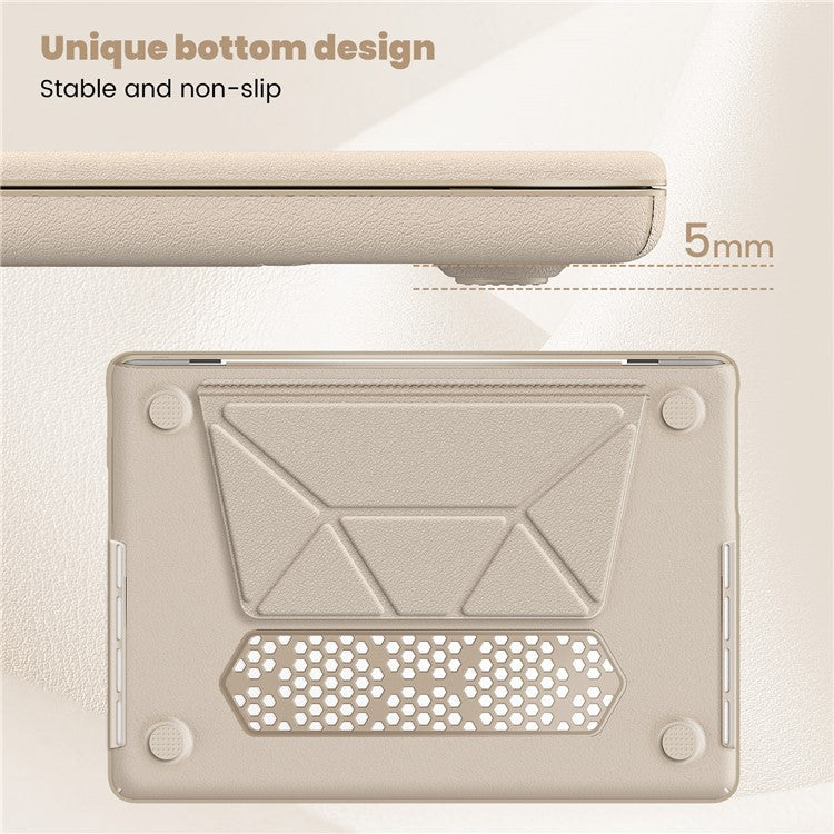 For MacBook Pro 14 inch (2023) / (2021) A2442 M1 Pro / M1 Max / A2779 / M3 A2918 A2992 Laptop Case Anti-Slip PC+PU Leather Flip Cover - Gold