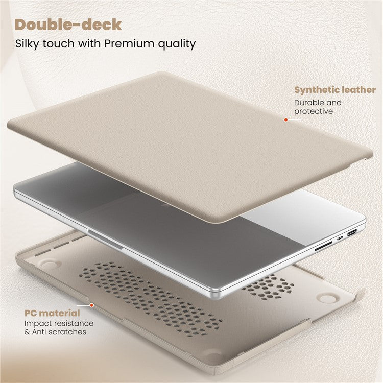 For MacBook Pro 14 inch (2023) / (2021) A2442 M1 Pro / M1 Max / A2779 / M3 A2918 A2992 Laptop Case Anti-Slip PC+PU Leather Flip Cover - Gold