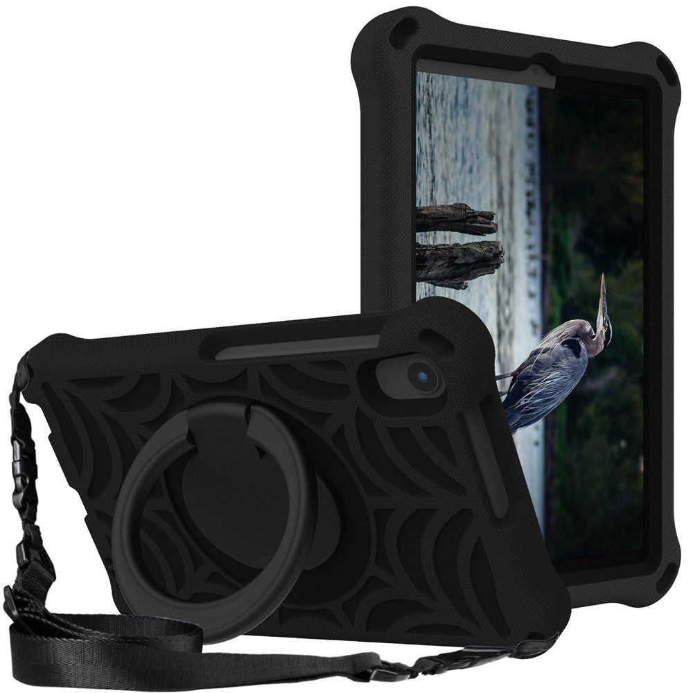 For Lenovo Tab M8 TB-8505/TB-8705/TB-8506 (2021) Shockproof EVA Case Anti-Scratch Protective Cover Kickstand Tablet Case with Shoulder Strap - Black