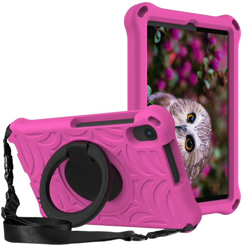 For Lenovo Tab M8 TB-8505/TB-8705/TB-8506 (2021) Shockproof EVA Case Anti-Scratch Protective Cover Kickstand Tablet Case with Shoulder Strap - Rose