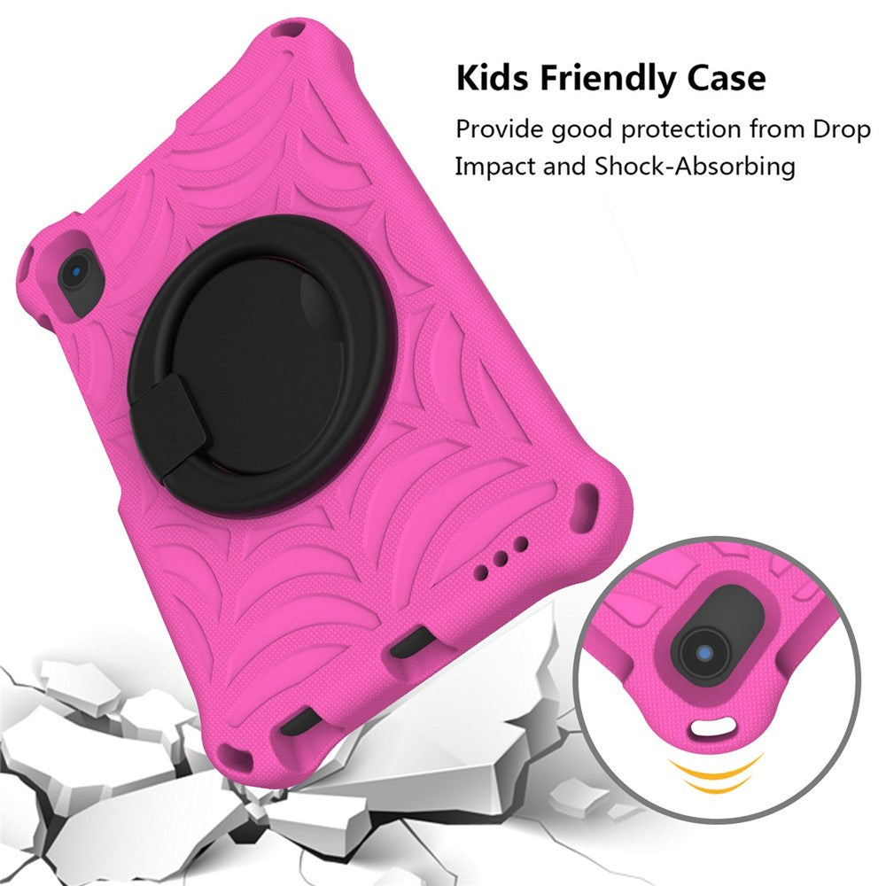 For Lenovo Tab M8 TB-8505/TB-8705/TB-8506 (2021) Shockproof EVA Case Anti-Scratch Protective Cover Kickstand Tablet Case with Shoulder Strap - Rose