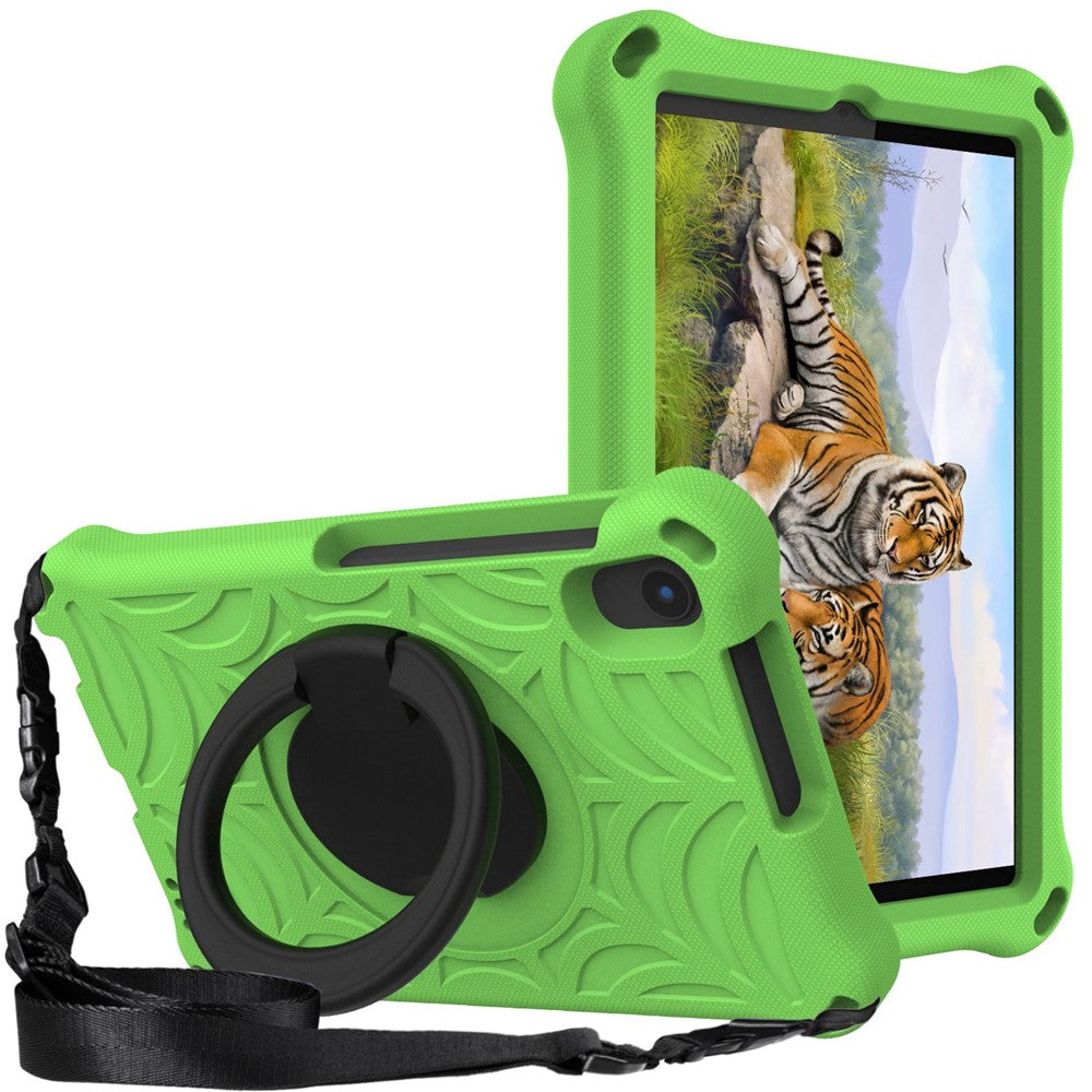 For Lenovo Tab M8 TB-8505/TB-8705/TB-8506 (2021) Shockproof EVA Case Anti-Scratch Protective Cover Kickstand Tablet Case with Shoulder Strap - Green