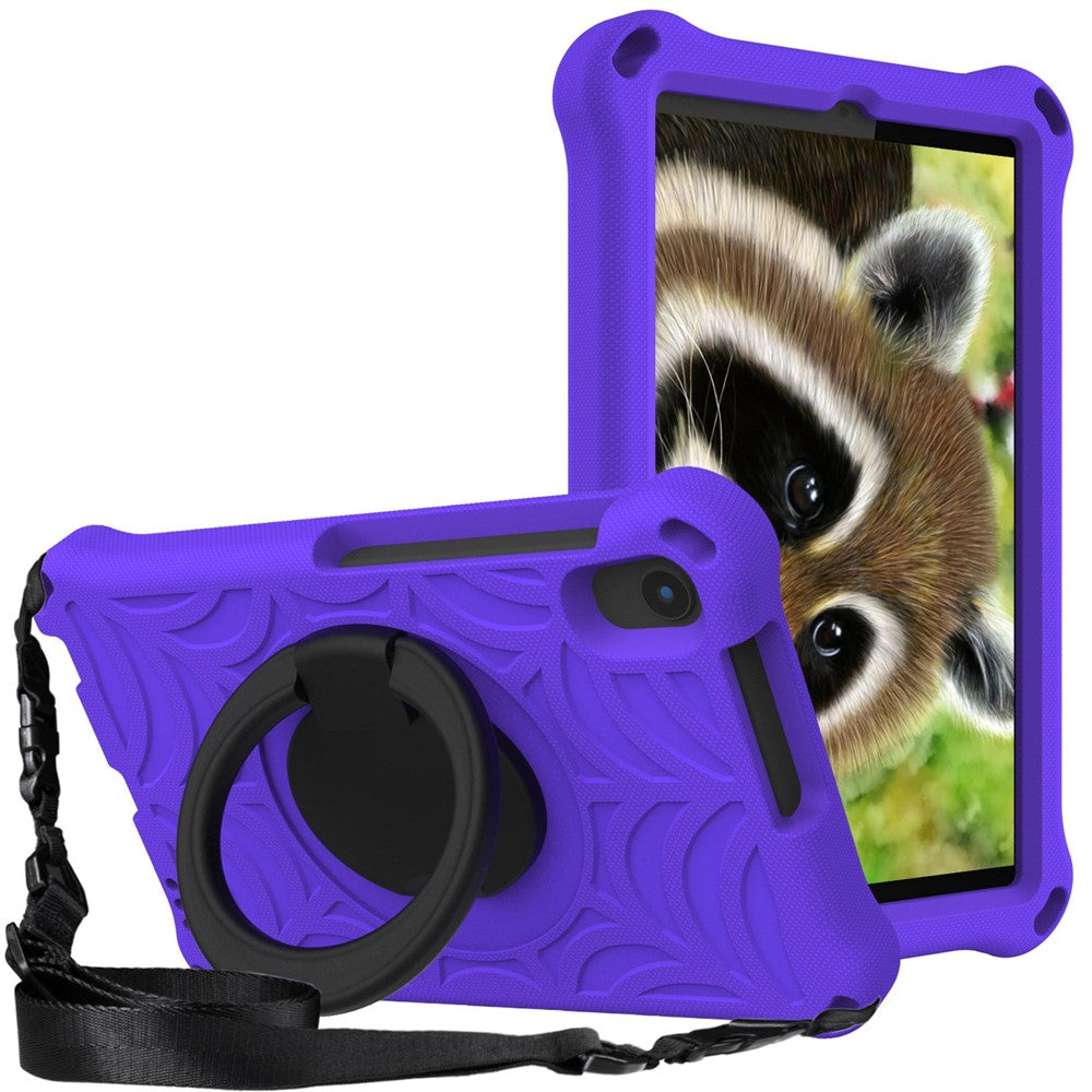 For Lenovo Tab M8 TB-8505/TB-8705/TB-8506 (2021) Shockproof EVA Case Anti-Scratch Protective Cover Kickstand Tablet Case with Shoulder Strap - Purple