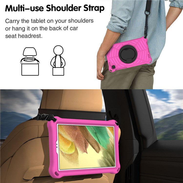 For Samsung Galaxy Tab A7 Lite 8.7-inch (2021) SM-T220/SM-T225 EVA Protective Case with Shoulder Strap Anti-Scratch Cover Shockproof Portable Tablet Case - Rose