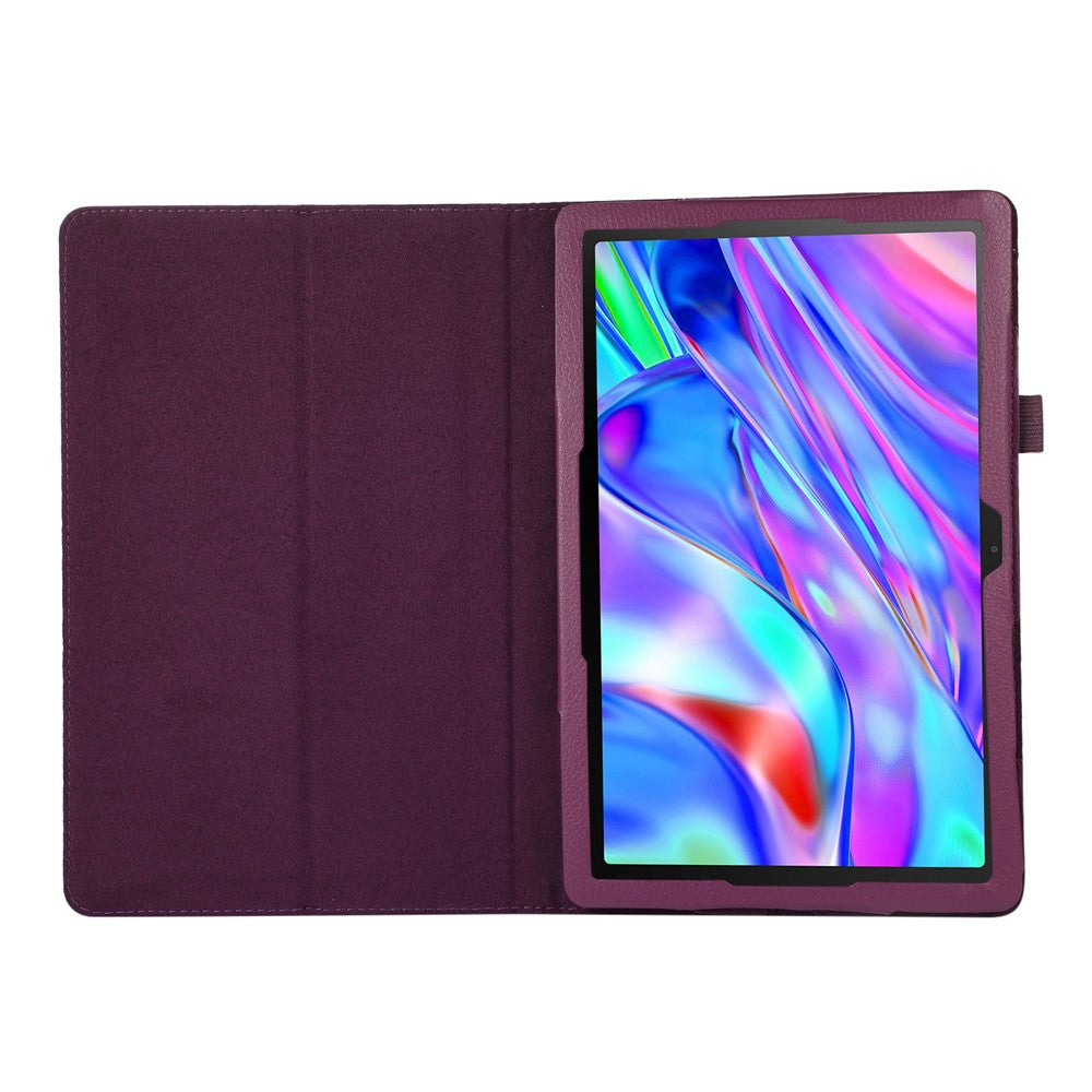 Shockproof Case for Lenovo Tab M10 Plus (3rd Gen) / Xiaoxin Pad 2022 10.6 inch Litchi Texture PU Leather Folio Flip Cover Folding Stand Tablet Case - Purple