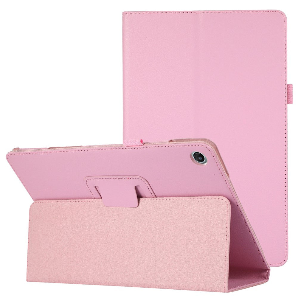 Shockproof Case for Lenovo Tab M10 Plus (3rd Gen) / Xiaoxin Pad 2022 10.6 inch Litchi Texture PU Leather Folio Flip Cover Folding Stand Tablet Case - Pink