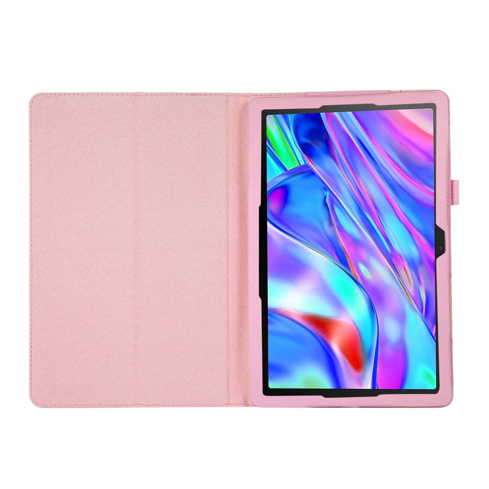 Shockproof Case for Lenovo Tab M10 Plus (3rd Gen) / Xiaoxin Pad 2022 10.6 inch Litchi Texture PU Leather Folio Flip Cover Folding Stand Tablet Case - Pink