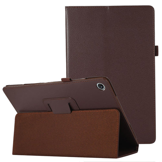 Shockproof Case for Lenovo Tab M10 Plus (3rd Gen) / Xiaoxin Pad 2022 10.6 inch Litchi Texture PU Leather Folio Flip Cover Folding Stand Tablet Case - Brown