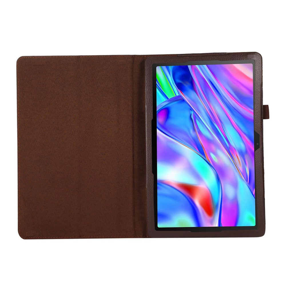Shockproof Case for Lenovo Tab M10 Plus (3rd Gen) / Xiaoxin Pad 2022 10.6 inch Litchi Texture PU Leather Folio Flip Cover Folding Stand Tablet Case - Brown