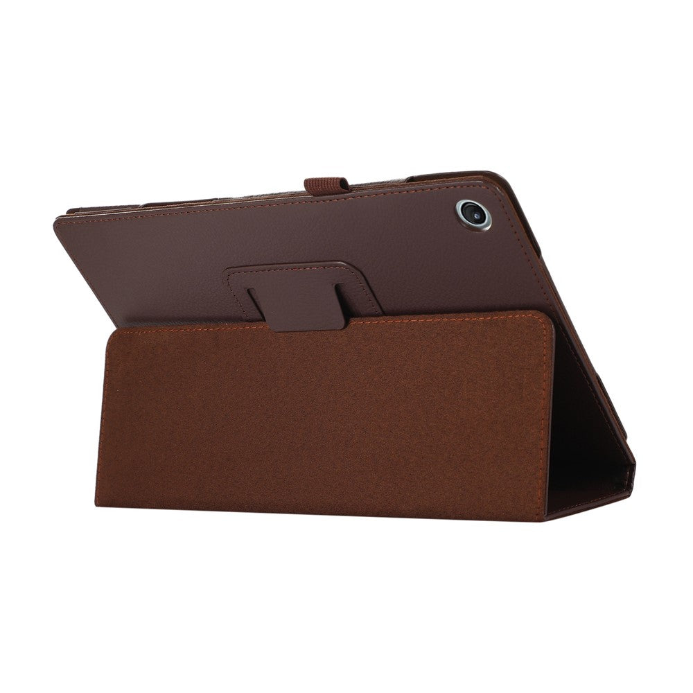 Shockproof Case for Lenovo Tab M10 Plus (3rd Gen) / Xiaoxin Pad 2022 10.6 inch Litchi Texture PU Leather Folio Flip Cover Folding Stand Tablet Case - Brown