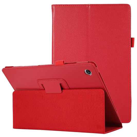 Shockproof Case for Lenovo Tab M10 Plus (3rd Gen) / Xiaoxin Pad 2022 10.6 inch Litchi Texture PU Leather Folio Flip Cover Folding Stand Tablet Case - Red