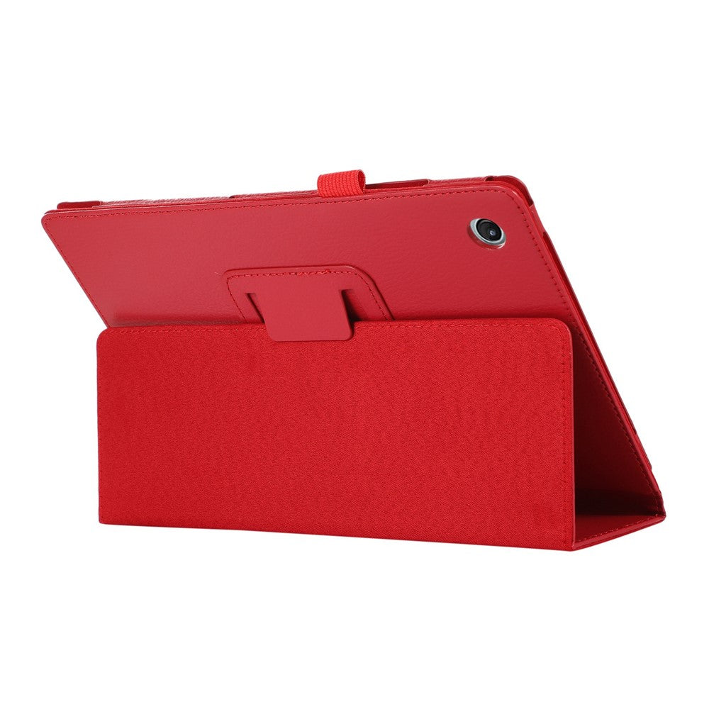 Shockproof Case for Lenovo Tab M10 Plus (3rd Gen) / Xiaoxin Pad 2022 10.6 inch Litchi Texture PU Leather Folio Flip Cover Folding Stand Tablet Case - Red