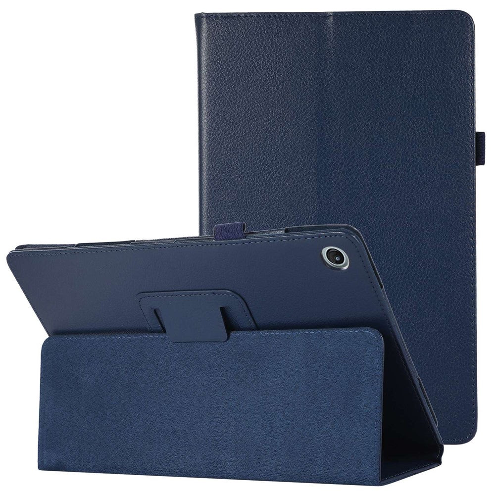 Shockproof Case for Lenovo Tab M10 Plus (3rd Gen) / Xiaoxin Pad 2022 10.6 inch Litchi Texture PU Leather Folio Flip Cover Folding Stand Tablet Case - Dark Blue