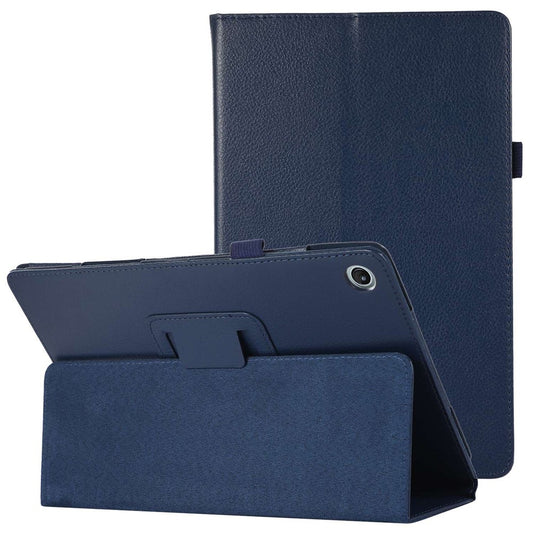 Shockproof Case for Lenovo Tab M10 Plus (3rd Gen) / Xiaoxin Pad 2022 10.6 inch Litchi Texture PU Leather Folio Flip Cover Folding Stand Tablet Case - Dark Blue