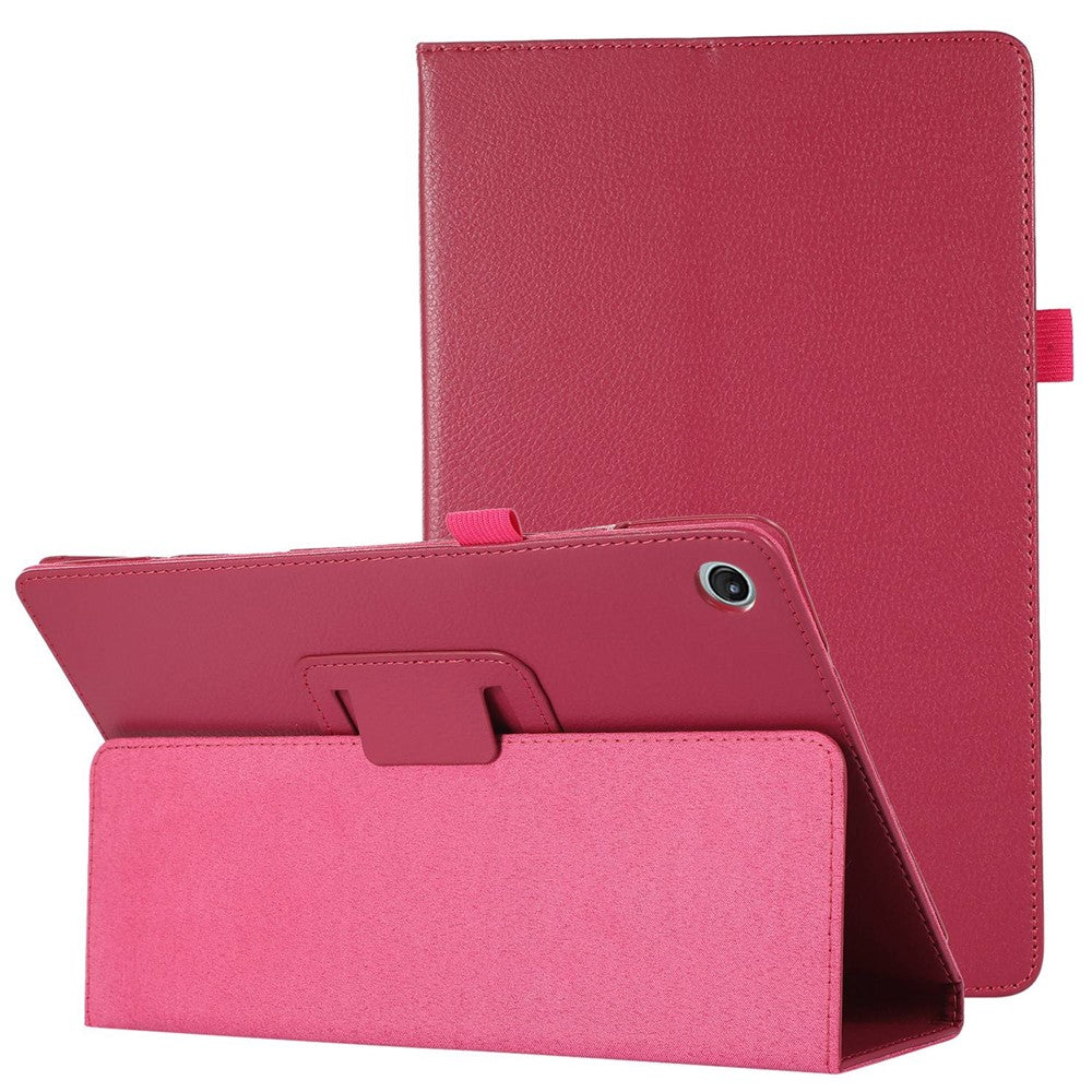 Shockproof Case for Lenovo Tab M10 Plus (3rd Gen) / Xiaoxin Pad 2022 10.6 inch Litchi Texture PU Leather Folio Flip Cover Folding Stand Tablet Case - Rose