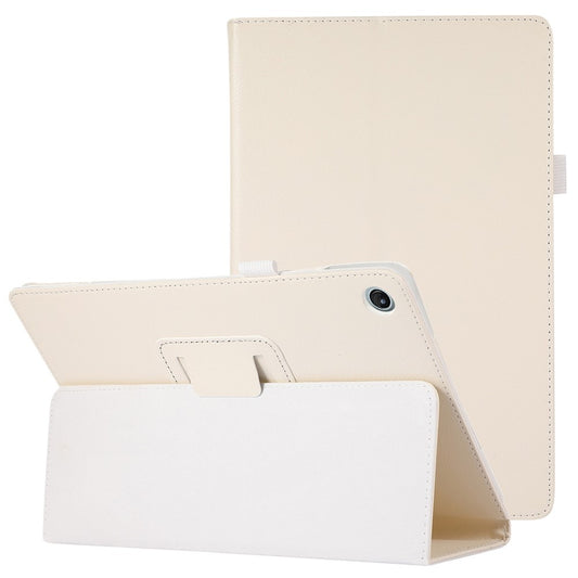 Shockproof Case for Lenovo Tab M10 Plus (3rd Gen) / Xiaoxin Pad 2022 10.6 inch Litchi Texture PU Leather Folio Flip Cover Folding Stand Tablet Case - White