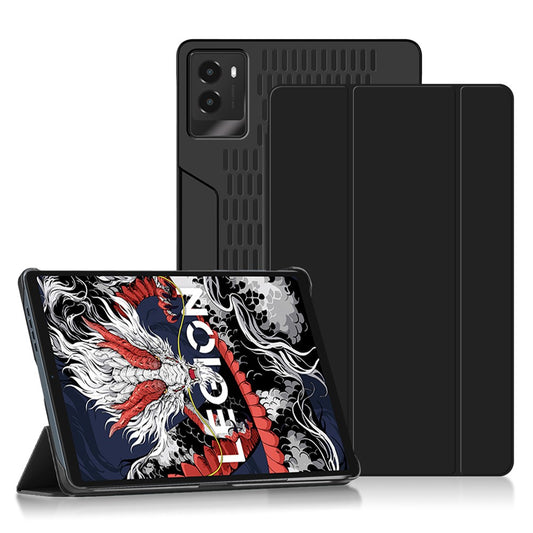 For Lenovo Legion Y700 (2024) Tablet Case Trifold Stand Leather+PC Hollow Back Cover Auto Wake / Sleep