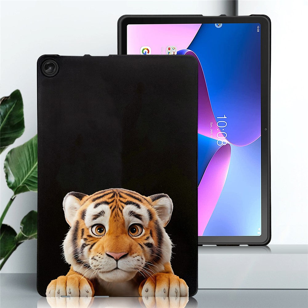 For Lenovo Tab M10 (Gen 3) Case Pattern Printing Slim TPU Tablet Protective Cover - Little Tiger
