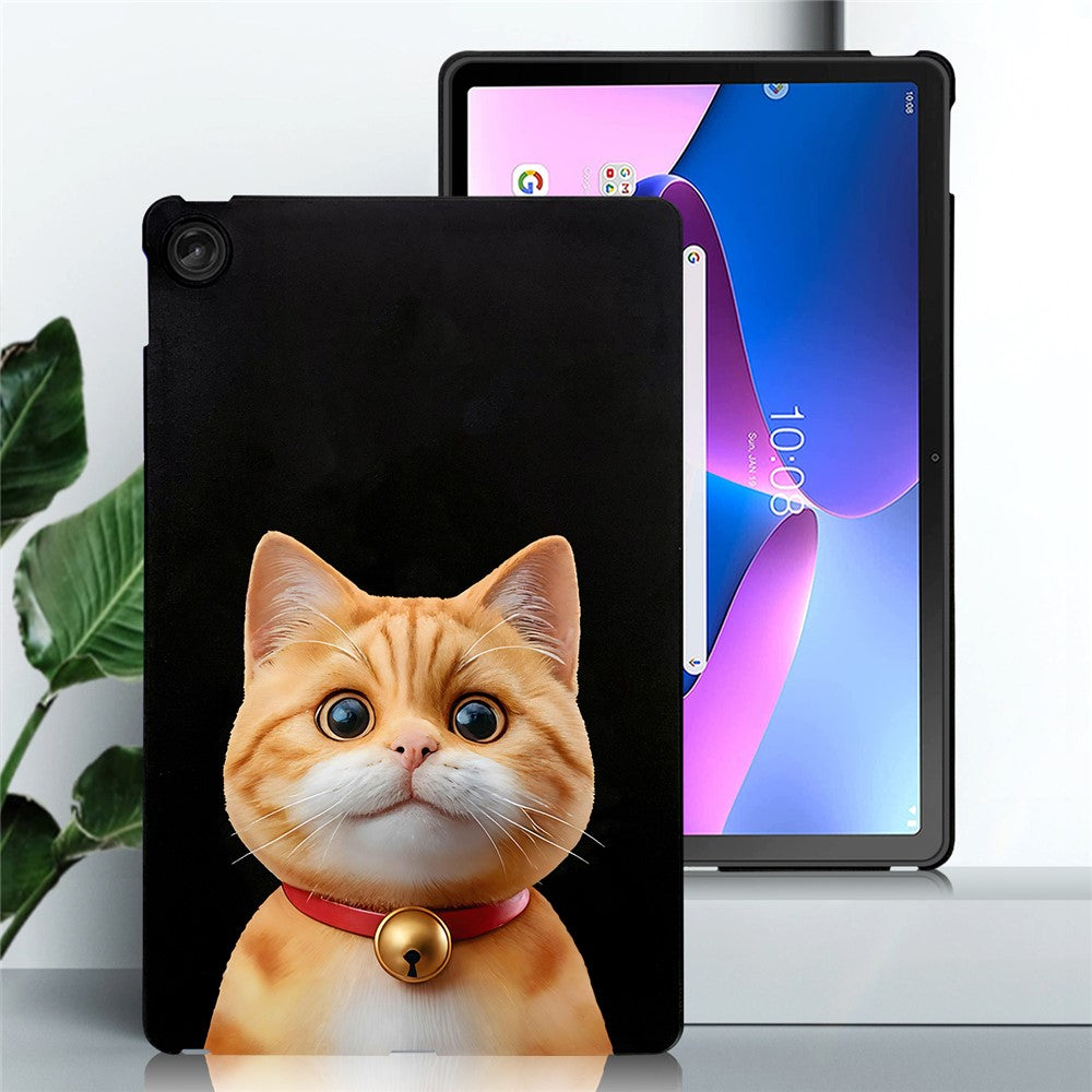 For Lenovo Tab M10 Plus (3rd Gen) Case Pattern Printing Slim TPU Tablet Protective Cover - Shorthair Cat