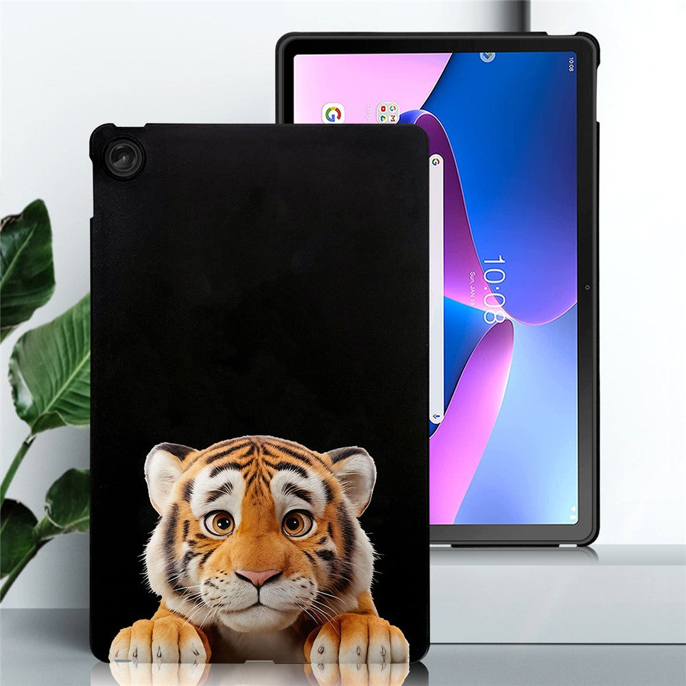 For Lenovo Tab M10 Plus (3rd Gen) Case Pattern Printing Slim TPU Tablet Protective Cover - Little Tiger
